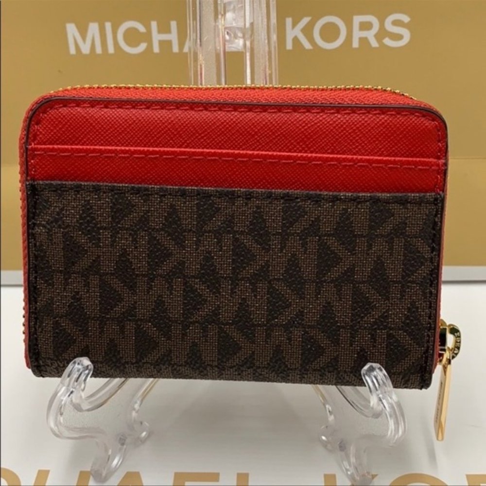 Michael Kors Jet Set Travel Medium ZA Card Case Wallet Flame - Picture 10 of 16